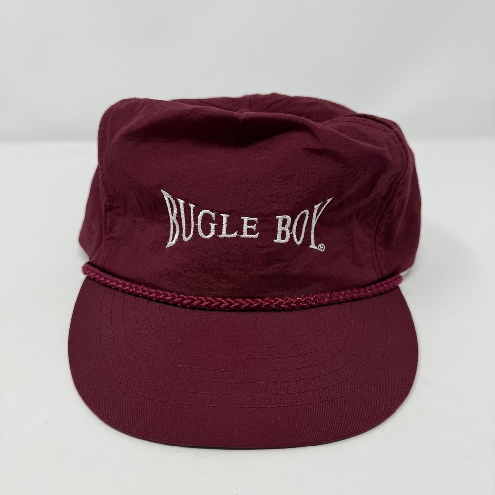 Vintage Bugle Boy Baseball Hat Cap Strap Back Burgundy Red Rope Mens One Size - Picture 1 of 6